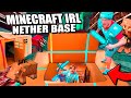 24 HOUR Minecraft Underground Box Fort! Exploring The NEW NETHER!