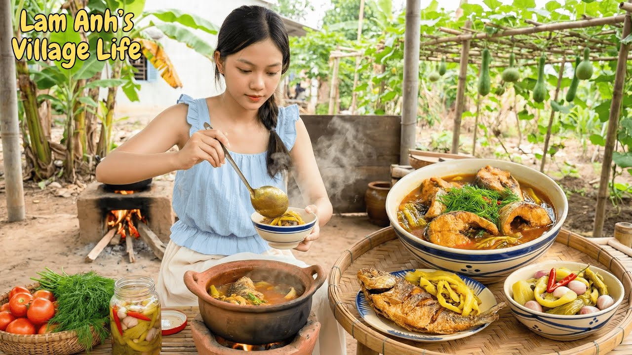 Harvesting And Cooking Vlog 36: Cooking a Dish with Carp and Pickled Cucumber to Serve with Rice