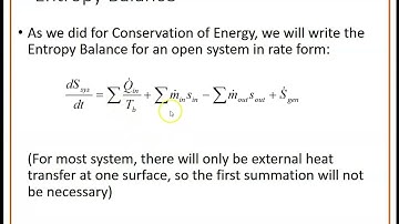 230 Entropy Balance   Open Systems