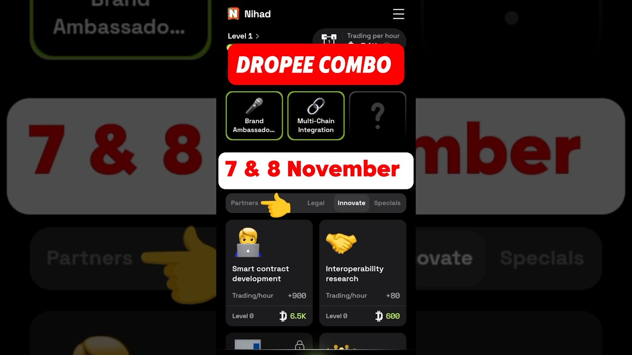 Dropee Daily Combo 7-8 November | New Daily Combo Card 7 November |Daily Combo Dropee