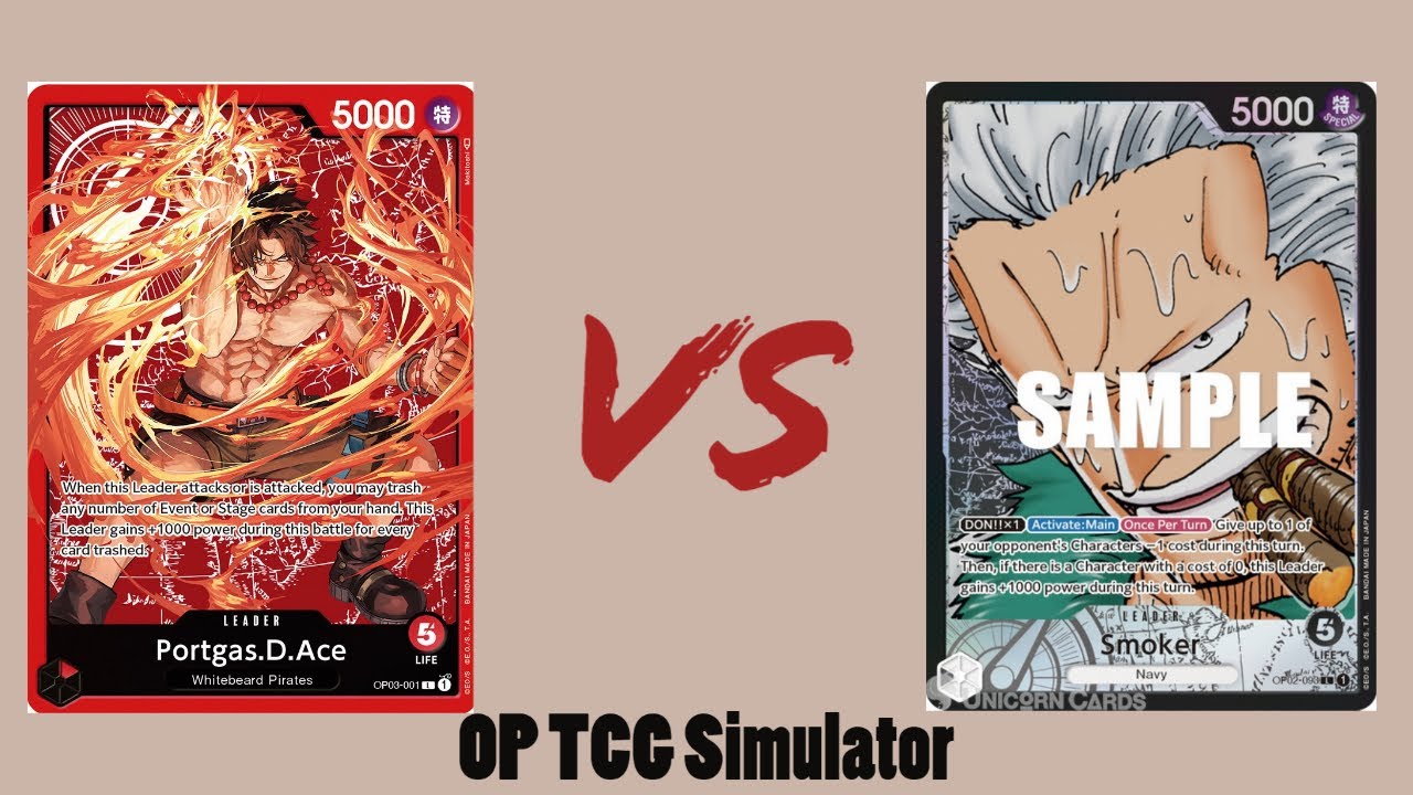 [OP-03] One Piece Card Game - Ace (Red Deck) vs Smoker (Black Deck) - OP TCG Simulator