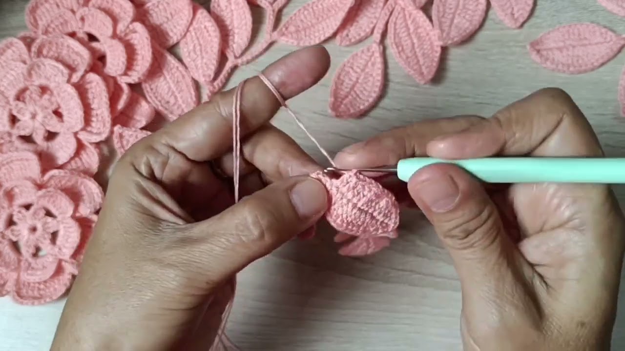 ถักใบไม้แบบเถาว์ ง่ายๆสไตล์ฝนทิพย์🌿🌿🌿