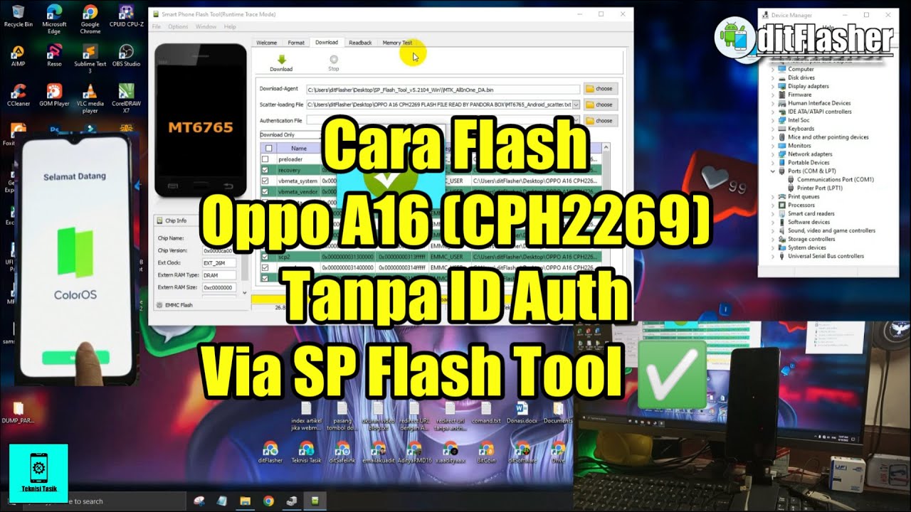 Cara Flash Oppo A16 (CPH2269) Tanpa ID Auth Firmware Scatter Tested Via