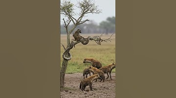 Pity Python on the Tree #python #hyena #monkey
