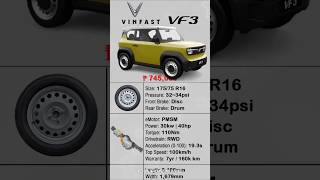 Quick Specs of Vinfast VF3 Mini EV RWD - Summer Yellow || carwahe
