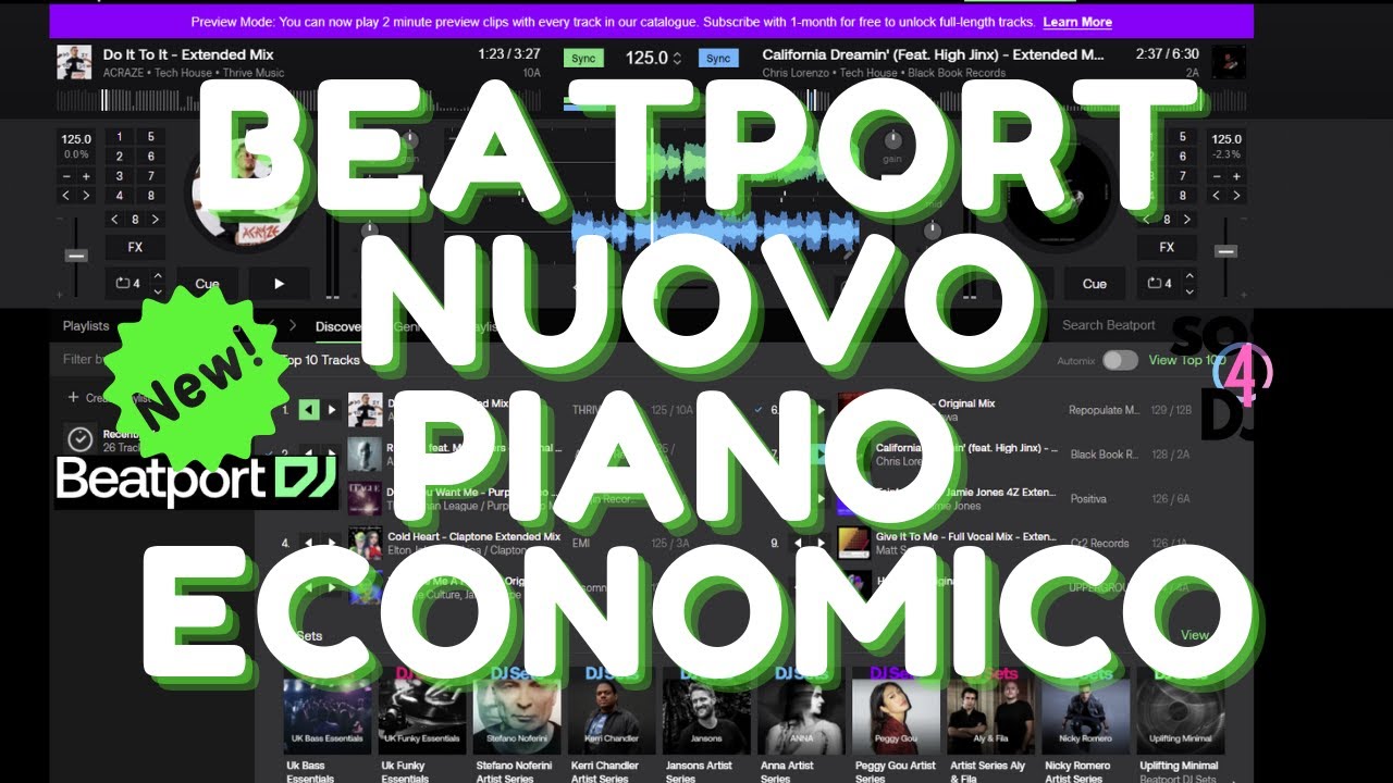 Beatport nuovo piano economico, Beatport Dj Prova Live YouTube
