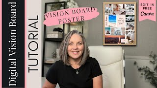CANVA TUTORIAL  Create the BEST 2023 Vision Board Poster - Print in  multiple sizes // Goal Planning 