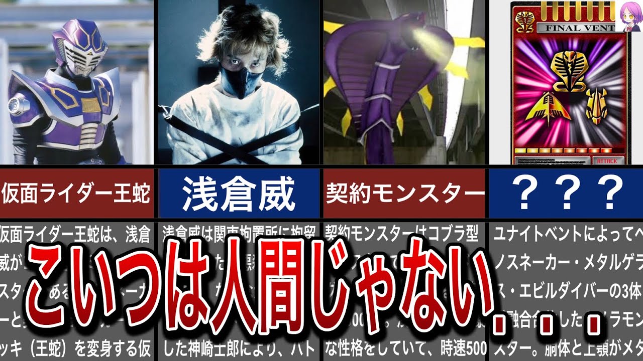 仮面ライダー王蛇・浅倉威を解説『仮面ライダー龍騎』仮面ライダー