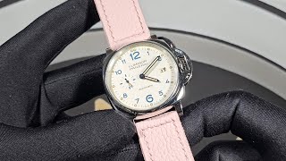 Panerai Strap for 42mm Luminor DUE in Cherry Blossom Pink with Brushed Pin Buckle on PAM00906 4K