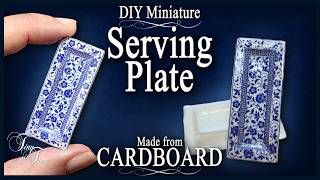 DIY Miniature Serving Plate (Blue) - made from Cardboard | 1:12 Scale Tutorial