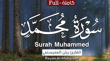 سورة محمد (كاملة) تلاوة عطرة تطمئن لها القلوب 🤍😴 || بصوت القارئ ريان المحيسني
