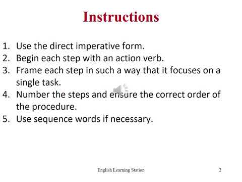 Instructions in Technical English