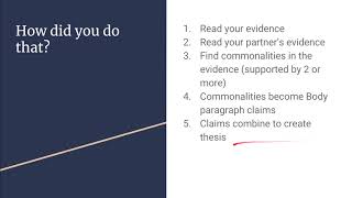 Lesson 2 Claims, Thesis, and Evidence
