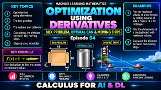 Machine Learning Mathematics Ep 54 | Optimization Using Derivatives| Box, Optimal Can & Moving Ships
