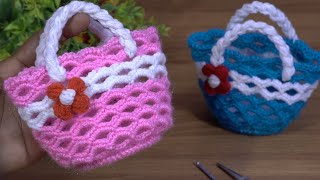 Crochet handbag for beginners #easy and simple #woolen craft #step by step #tunusişi #mini #knitting