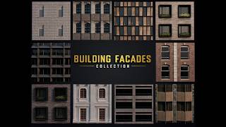 9 background building facades 3D model pack