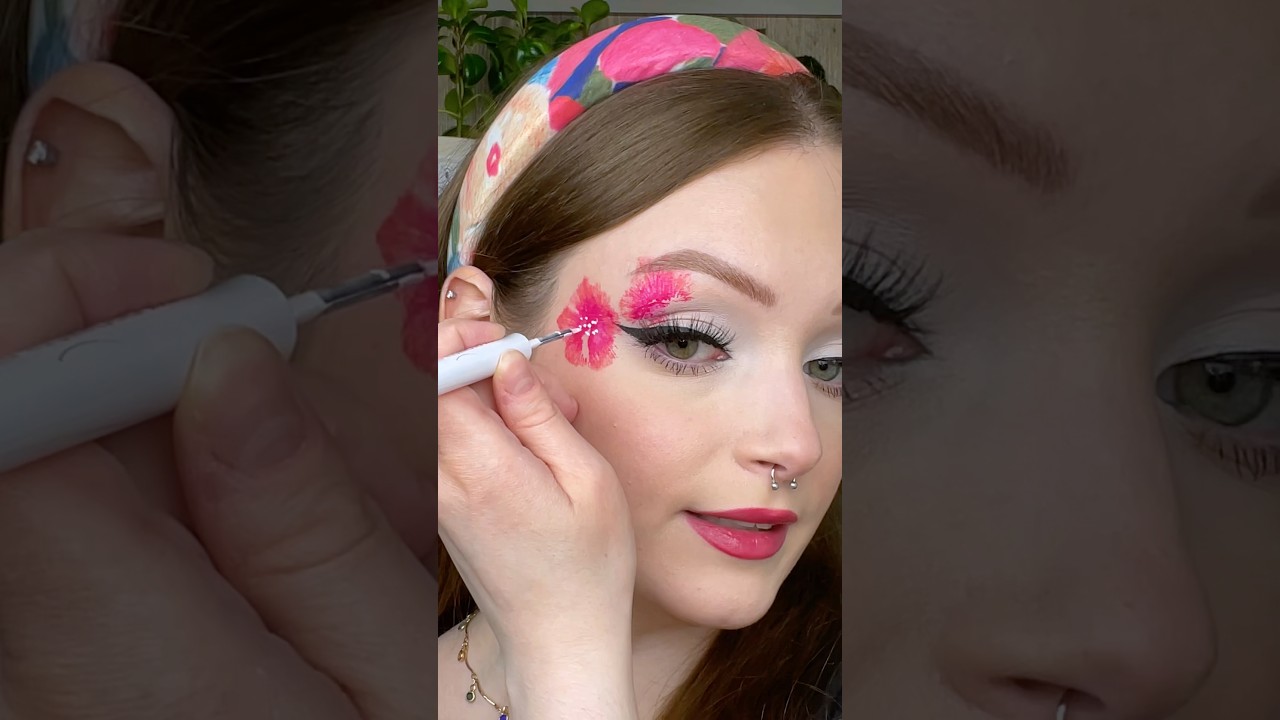 QUICK TROPICAL FLOWER MAKEUP!!🌺 #makeup #makeuptutorial #eyemakeup #summer