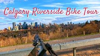 Calgary's Riverfront on Two Wheels: Bike Tour Downtown - 4K