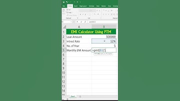 Make EMI Calculator in Excel-Calculate EMI in Excel- PMT Function in Excel #shorts #excel
