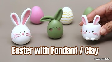 make a cute rabitt easter with polymer clay / air dry clay craft art or Fondant tutorial crafts