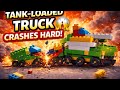 Tank Loaded Truck Crashes Hard Into Another Truck! 😱💥 | Epic LEGO Truck Crash