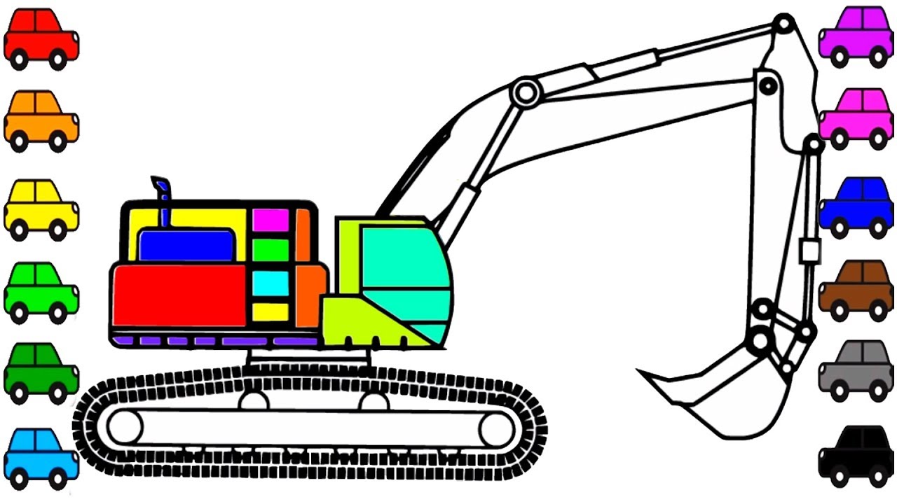 How To Draw Excavator Truck Coloring Pages Colors Car And Excavator Truck Coloring Pages For Kids Youtube
