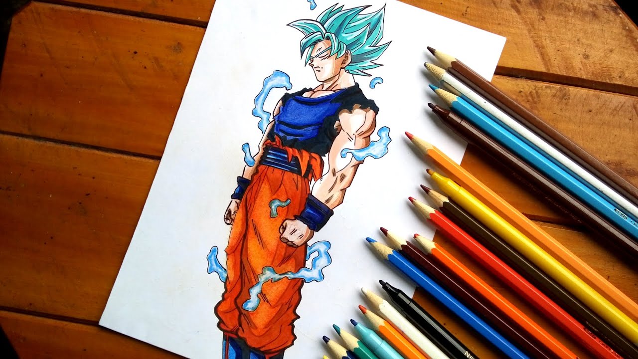 HOW TO DRAW GOKU SSJ BLUE 