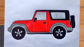 Mahendra Thar 2.0 Drawing Tutorial || Only 5 minutes || Step By Step Tutorial || Very Easy