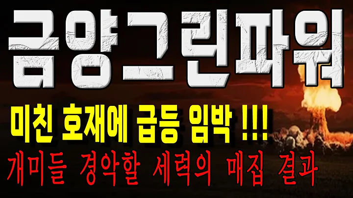 금양그린파워 미친 상승 2025년 대박 주식 뜬다! 금양그린파워 주가 전망