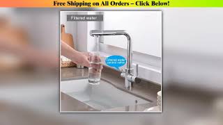 2025 New Chrome Kitchen Faucet Double Swivel Spout Drinking Water Purifier Filter Brass Sink Mixer