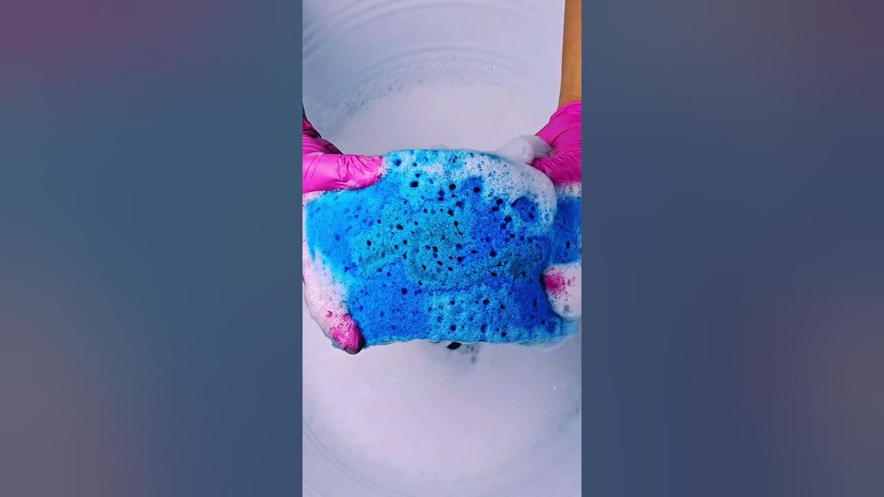 asmr blue block bar soap suds vs ocean pine splash sponge squeeze asmr