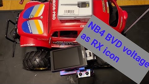 Flysky NB4 RX icon showing BVD voltage firmware 2.0.100
