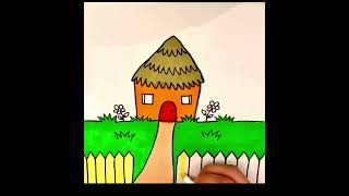 طريقة رسم و تلوين كوخ صغير للأطفال بسهولة و متعة How do you draw a simple hut