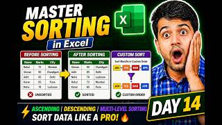 Day 14 | How to Use Sorting in Excel (Hindi) | Ascending, Descending & Multi-Level Sorting