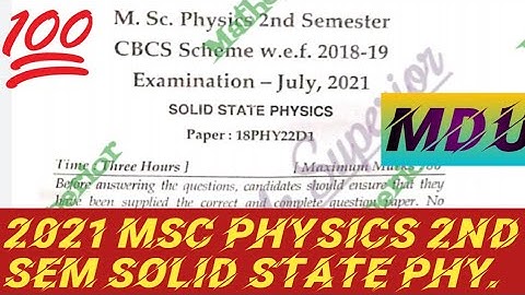 2021 MDU MSc Physics 2nd sem Solid State physics question paper pdf #mdu #physics #papers #shorts