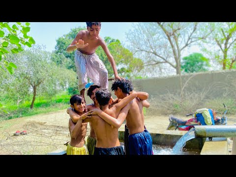 Tube well swimming vlog village boy funny part 3