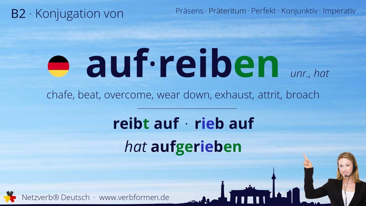 Konjugation Verb „aufreiben“ (unr., hat) - alle Zeitformen, Lernvideo, Tutorial