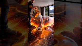 😱THIS FLOOR LOOKS LIKE A FIRE POKÉMON 🔥✨ #epoxyfloor #beforeandafter #homedesign