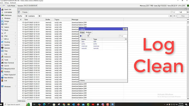 How to clear Mikrotk log history. #mikrotik
