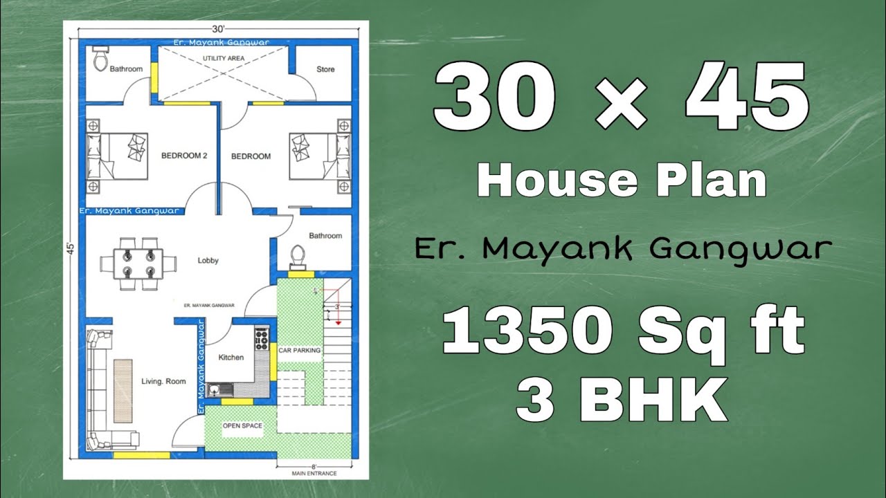 30×45 HOUSE PLAN | 1350 SQFT HOUSE PLAN | 30×45 HOUSE DESIGN | MAKAN KA ...