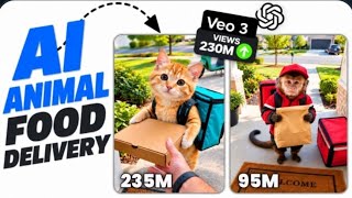 AI Animal Food Delivery Video Kaise Banaye | Veo 3 AI Se Viral Video FREE 🔥