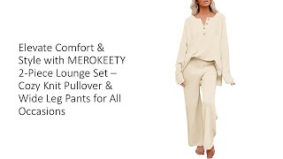 Elevate Comfort & Style with MEROKEETY 2-Piece Lounge Set – Cozy Knit Pullover & Wide Leg Pants
