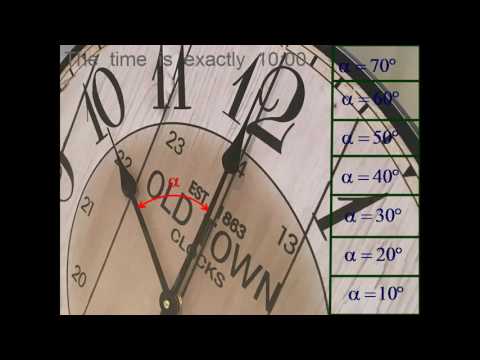 The time is 10:00. Calculate the angle α between hour hand and minute hand. MathPrimary 20 Quiz
