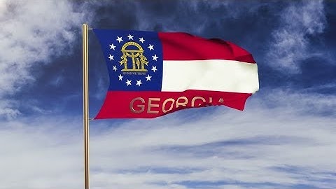 4K Georgia flag with title waving in the wind. Looping sun rises style. Animation loop Stock video