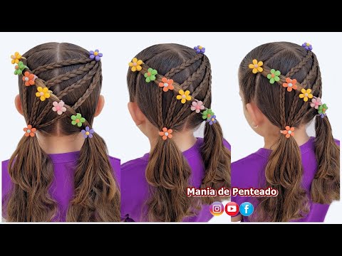 Penteado infantil para ESCOLA rápido - Maria Chiquinha de coração