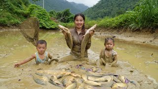 How to harvest a giant fish pond to sell at market with two small children