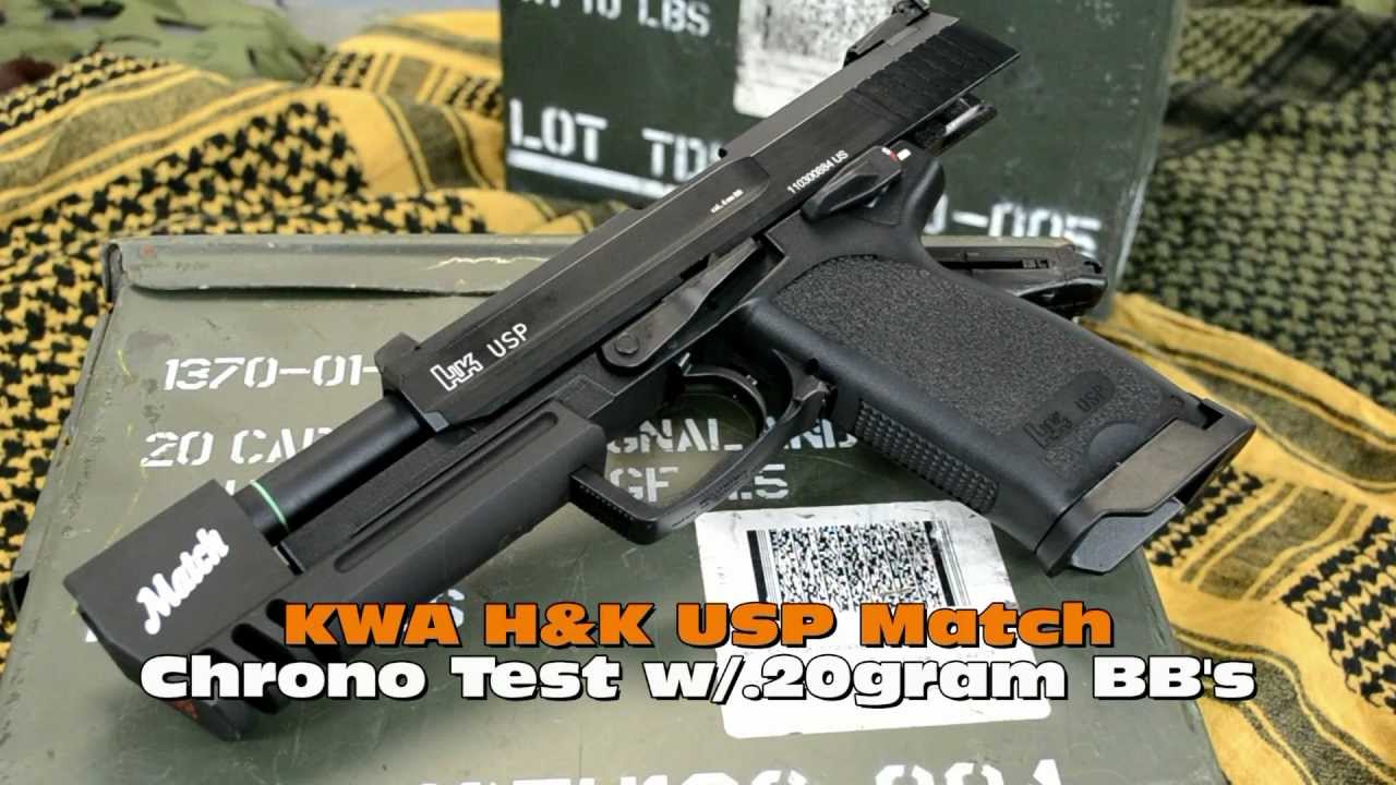KWA H&K USP Match Chrono Test - FPS Test - YouTube