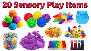 Sensory Play Items for Kids in Hindi | सेंसरी प्ले आइटम्स के नाम सीखें with Pictures &amp; Fun Sounds
