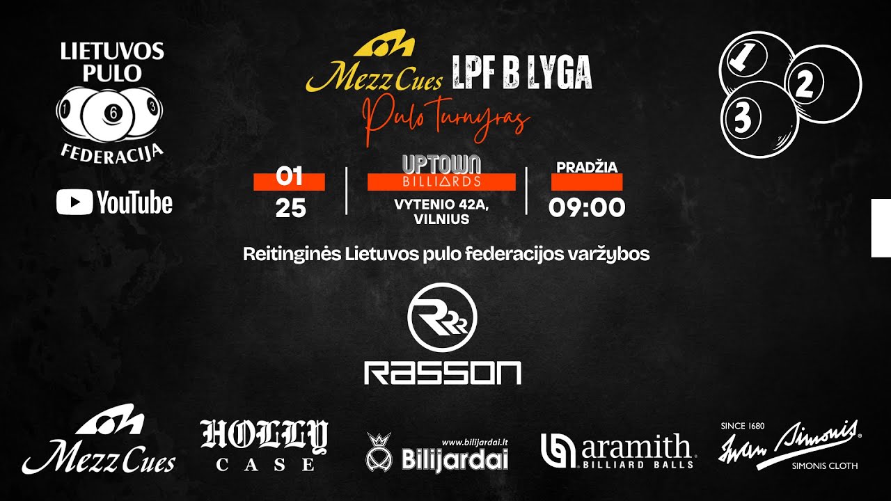 Mezz Cues LPF B Lyga - 1 Etapas - 9 Stalas - Uptown Billiards