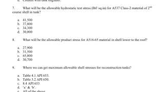 #API 653 open book exam questions (DEMO)